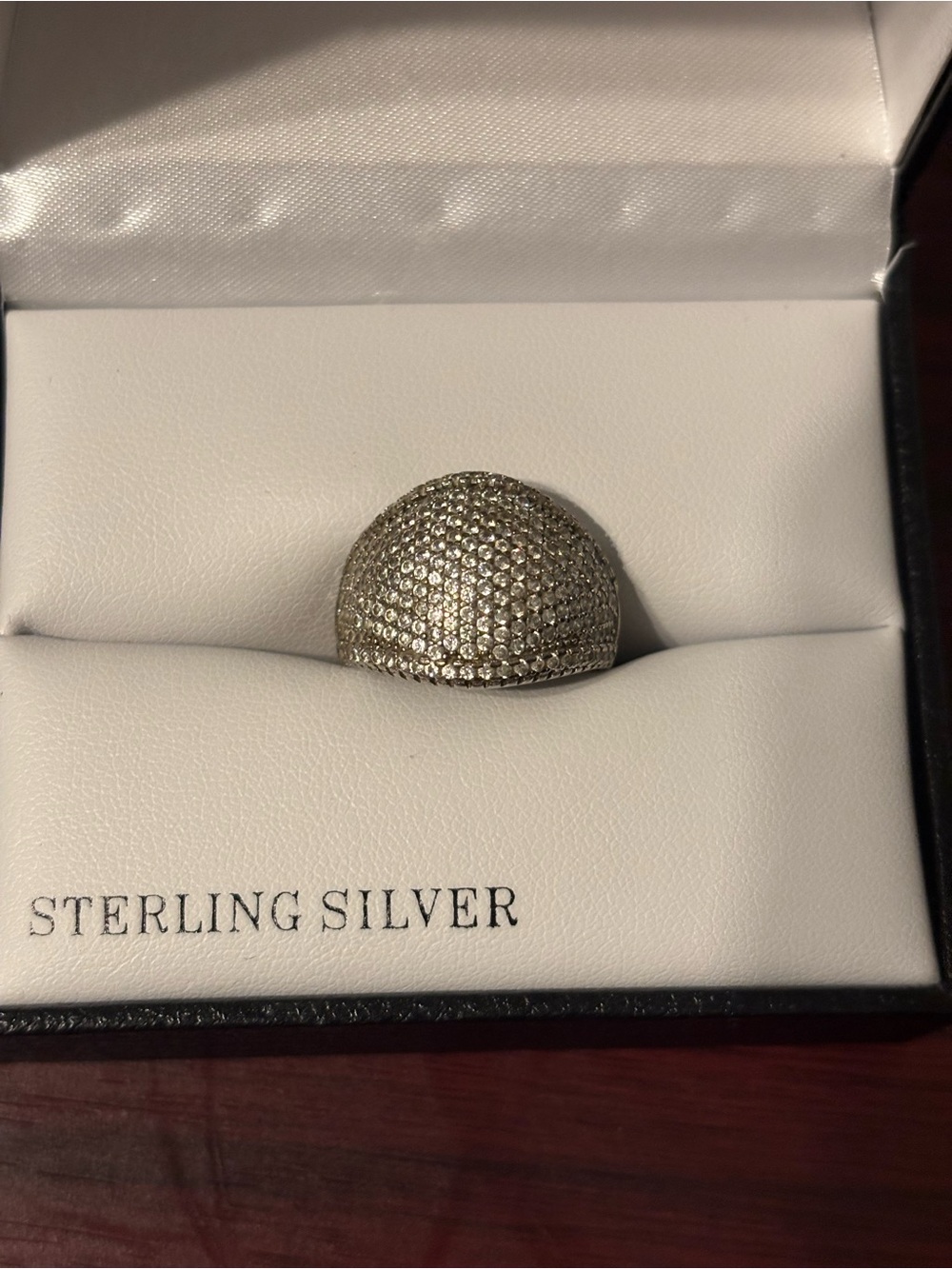 925 Sterling Silver Cubic Zirconia Dome Ring, Size 8